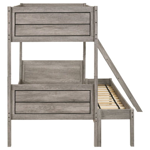 Melo Wood Twin Over Full Bunk Bed Weathered TaupeWeathered Taupe