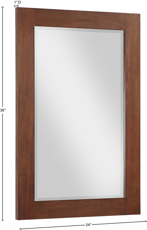 Delaney 24" Walnut Birch Veneer Frame Mirror, 1 Piece