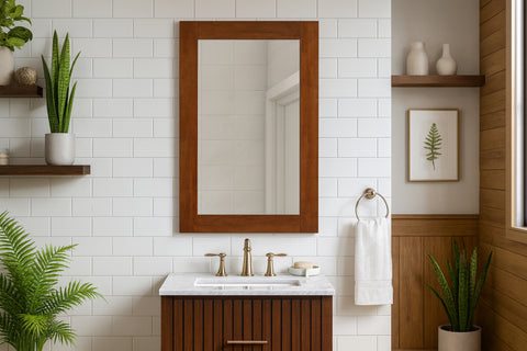 Delaney 24" Walnut Birch Veneer Frame Mirror, 1 Piece
