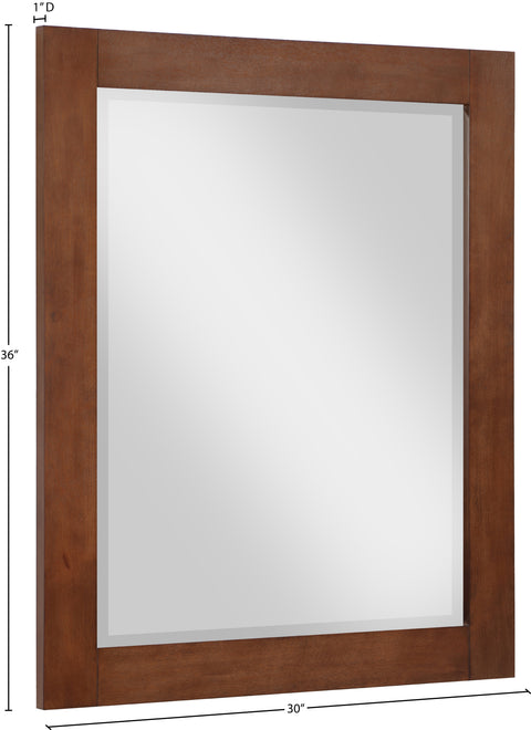 Delaney 30" Walnut Birch Veneer Frame Mirror, 1 Piece
