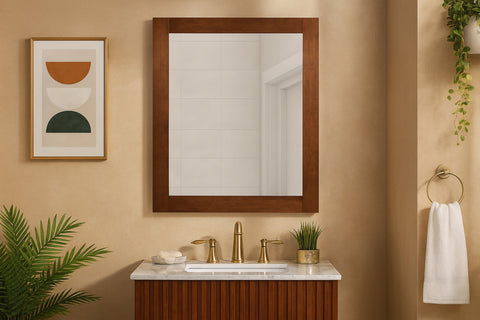 Delaney 30" Walnut Birch Veneer Frame Mirror, 1 Piece
