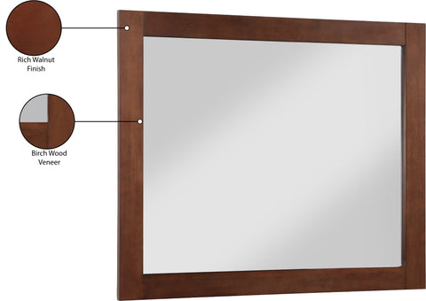 Delaney 44" Walnut Birch Veneer Frame Mirror, 1 Piece