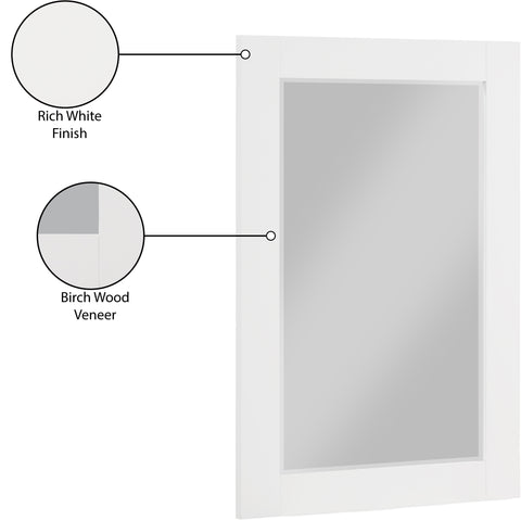 Delaney 24" White Birch Veneer Frame Mirror, 1 Piece