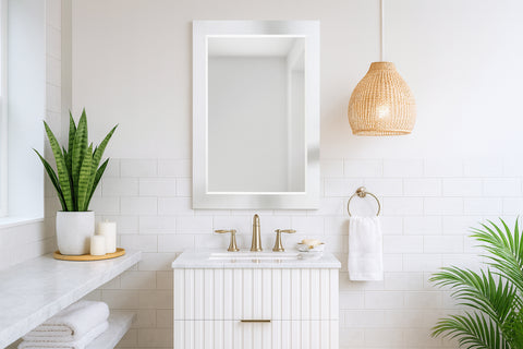 Delaney 24" White Birch Veneer Frame Mirror, 1 Piece