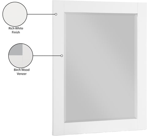 Delaney 30" White Birch Veneer Frame Mirror, 1 Piece