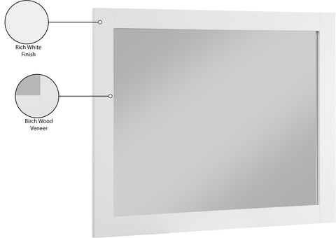 Delaney 44" White Birch Veneer Frame Mirror, 1 Piece