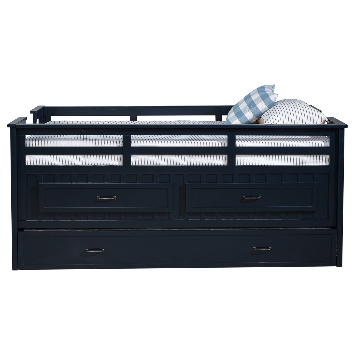 flanary wood twin captains bed with trundle navy blue