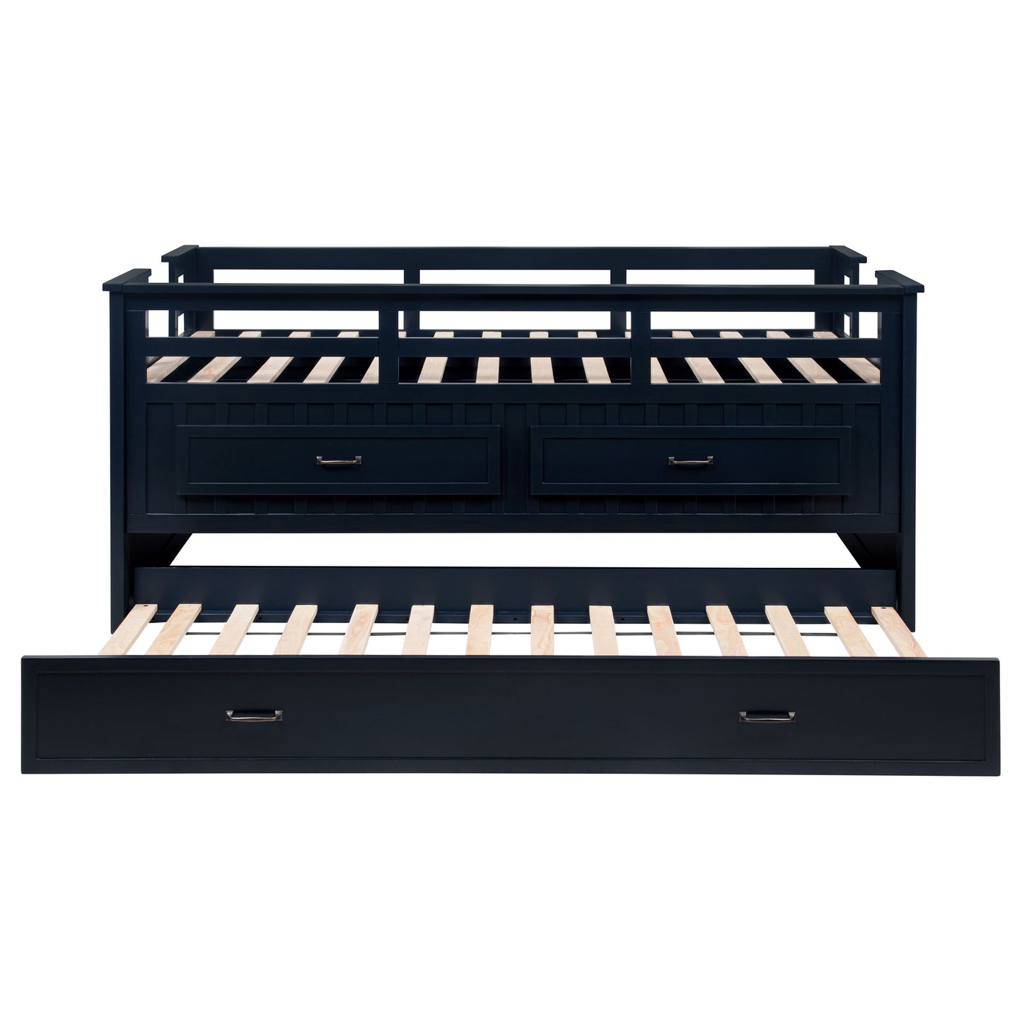 flanary wood twin captains bed with trundle navy blue