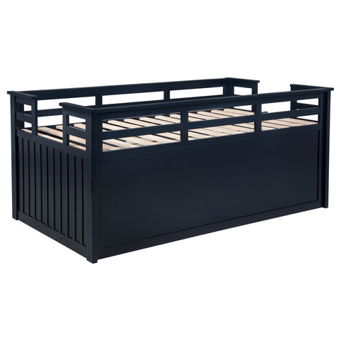 Flanary Wood Twin Captains Bed With Trundle Navy Blue