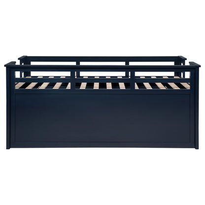 Flanary Wood Twin Captains Bed With Trundle Navy Blue