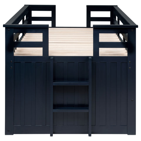 Flanary Wood Twin Captains Bed With Trundle Navy Blue
