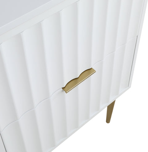Isolde 24" White Engineered Stone Top And Solid Wood Base Bathroom Vanity, 1 Piece