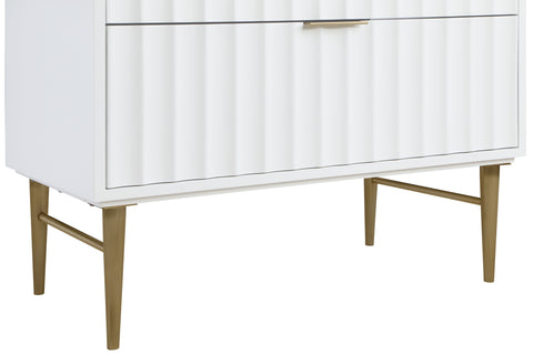 Isolde 36" White Engineered Stone Top And Solid Wood Base Bathroom Vanity, 1 Piece