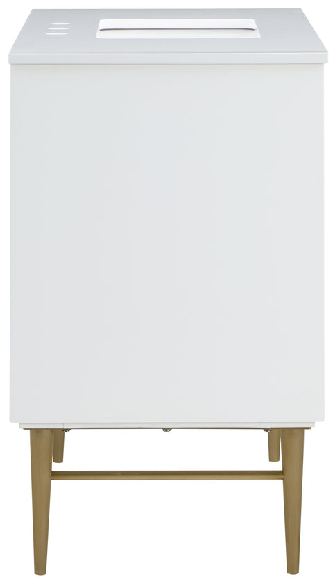 Isolde 36" White Engineered Stone Top And Solid Wood Base Bathroom Vanity, 1 Piece