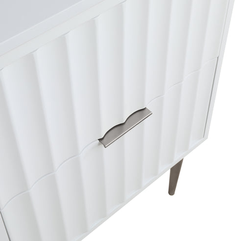 Isolde 24" White Engineered Stone Top And Solid Wood Base Bathroom Vanity, 1 Piece (Style 2)