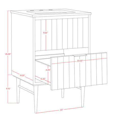 Isolde 24" White Engineered Stone Top And Solid Wood Base Bathroom Vanity, 1 Piece (Style 2)