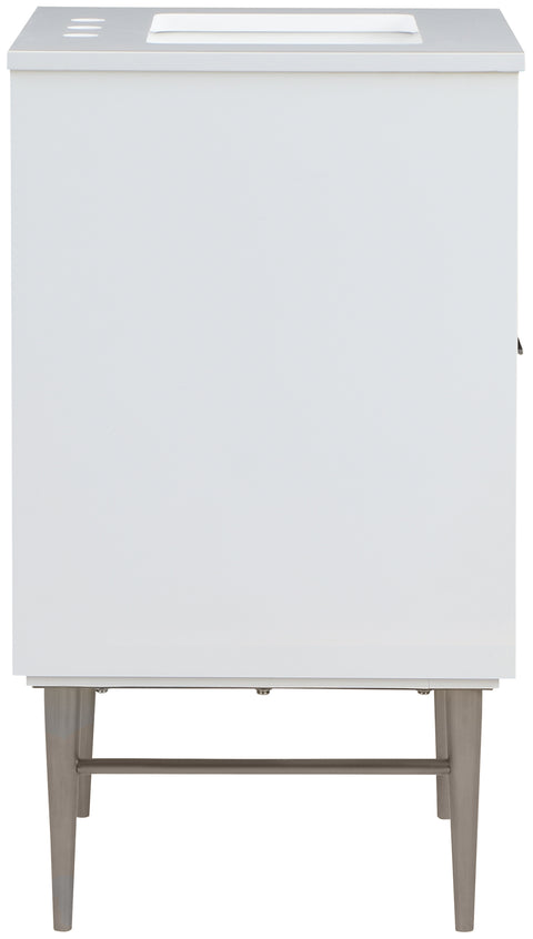 Isolde 24" White Engineered Stone Top And Solid Wood Base Bathroom Vanity, 1 Piece (Style 2)