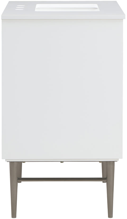 Isolde 30" White Engineered Stone Top And Solid Wood Base Bathroom Vanity, 1 Piece (Style 2)