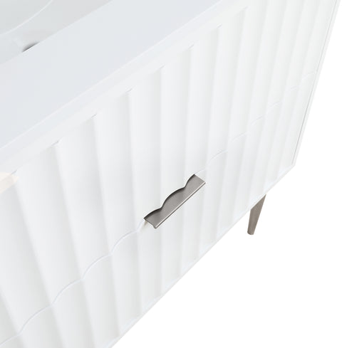 Isolde 36" White Engineered Stone Top And Solid Wood Base Bathroom Vanity, 1 Piece (Style 2)