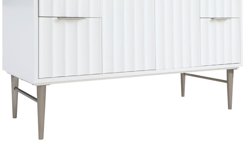 Isolde 48" White Engineered Stone Top And Solid Wood Base Bathroom Vanity, 1 Piece (Style 2)