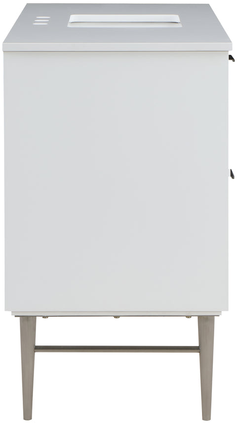 Isolde 48" White Engineered Stone Top And Solid Wood Base Bathroom Vanity, 1 Piece (Style 2)