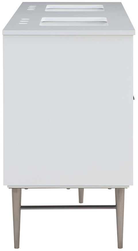 Isolde 60" White Engineered Stone Top And Solid Wood Base Bathroom Vanity, 1 Piece (Style 2)