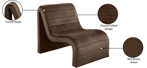 Blaire Brown Velvet Upholstered Accent Chair, 1 Piece