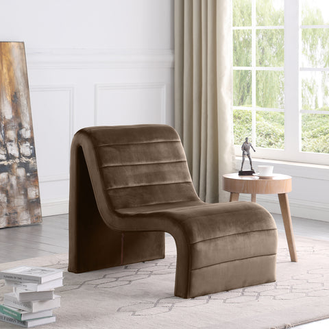 Blaire Brown Velvet Upholstered Accent Chair, 1 Piece