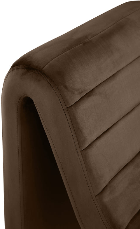 Blaire Brown Velvet Upholstered Accent Chair, 1 Piece