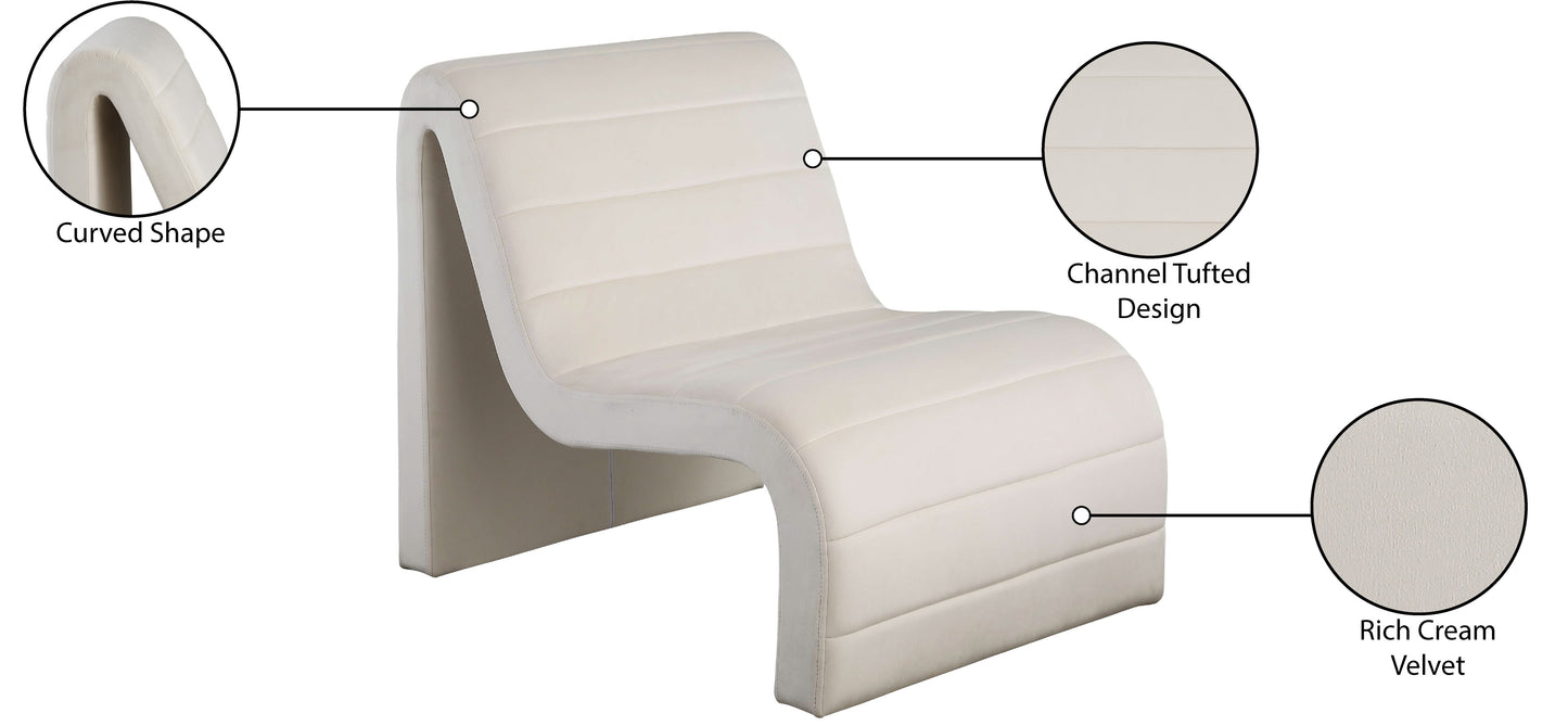 cassie cream velvet accent chair cream