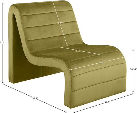 Blaire Olive Velvet Upholstered Accent Chair, 1 Piece