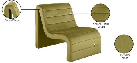 Blaire Olive Velvet Upholstered Accent Chair, 1 Piece