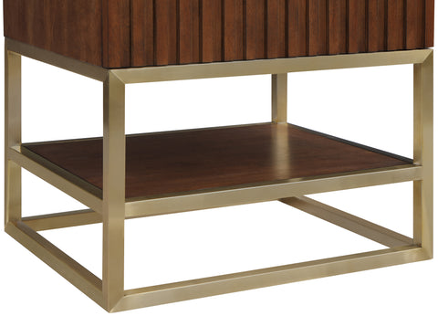 Delaney 24" Walnut Genuine Marble Top, Steel And Glass Base Bathroom Vanity, 1 Piece
