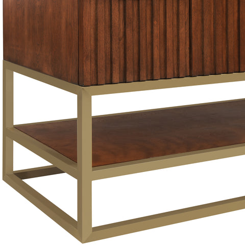 Delaney 48" Walnut Genuine Marble Top, Steel And Glass Base Bathroom Vanity, 1 Piece