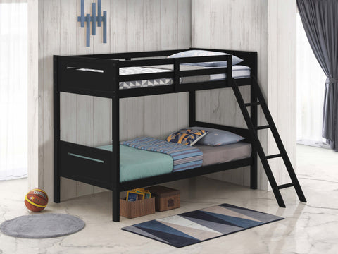 Carvell Wood Twin Over Twin Bunk Bed BlackBlack