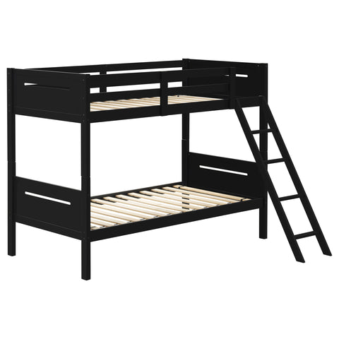 Carvell Wood Twin Over Twin Bunk Bed BlackBlack