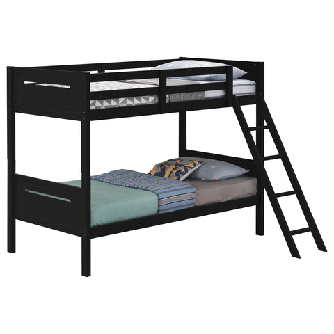 Carvell Wood Twin Over Twin Bunk Bed BlackBlack