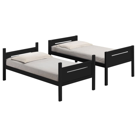 Carvell Wood Twin Over Twin Bunk Bed BlackBlack