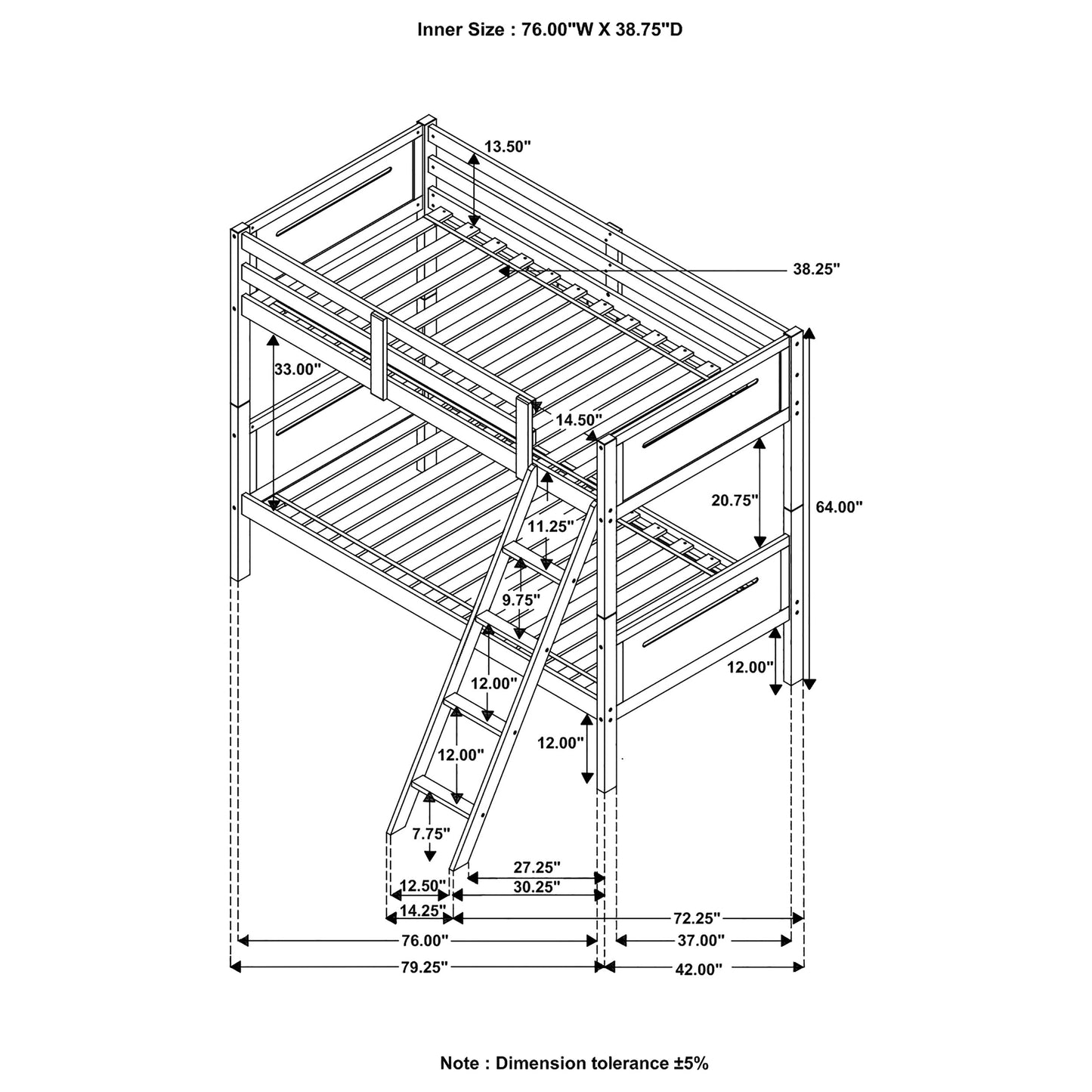 twin / twin bunk bed