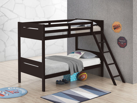 Carvell Wood Twin Over Twin Bunk Bed EspressoEspresso