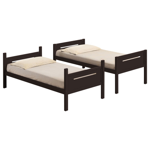 Carvell Wood Twin Over Twin Bunk Bed EspressoEspresso