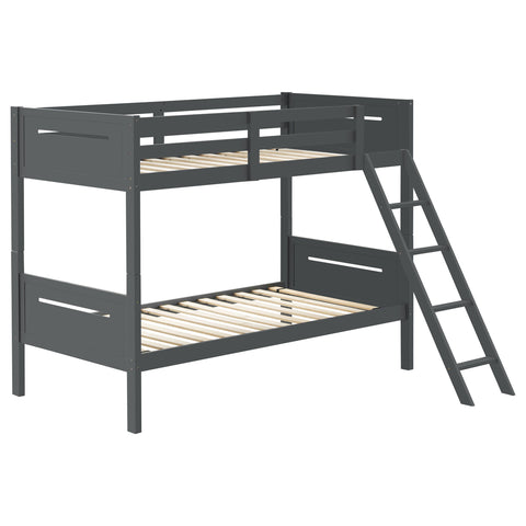 Carvell Wood Twin Over Twin Bunk Bed GreyGrey