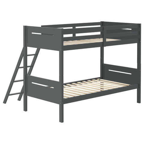 Carvell Wood Twin Over Twin Bunk Bed GreyGrey