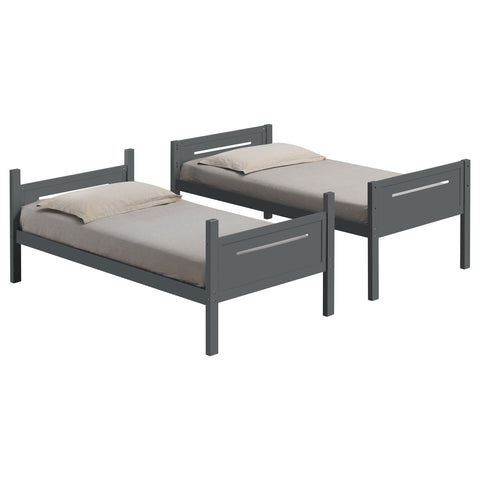 Carvell Wood Twin Over Twin Bunk Bed GreyGrey