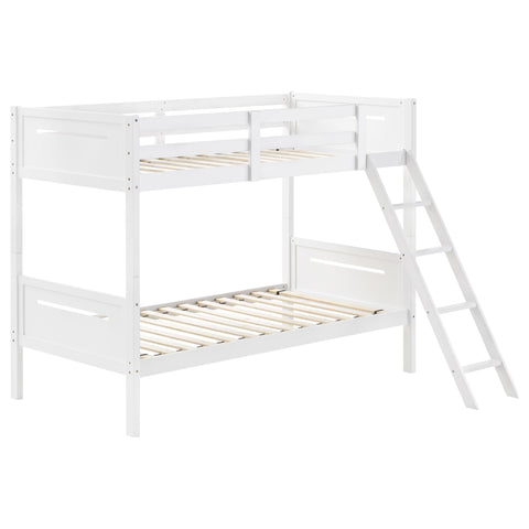 Carvell Wood Twin Over Twin Bunk Bed WhiteWhite