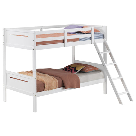 Carvell Wood Twin Over Twin Bunk Bed WhiteWhite