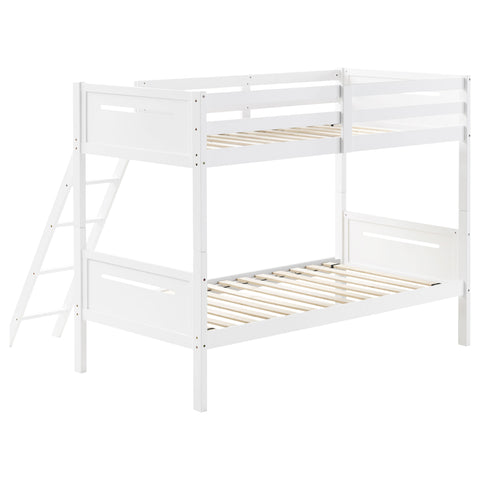Carvell Wood Twin Over Twin Bunk Bed WhiteWhite