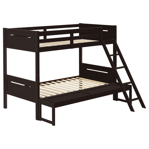 Carvell Wood Twin Over Full Bunk Bed EspressoEspresso