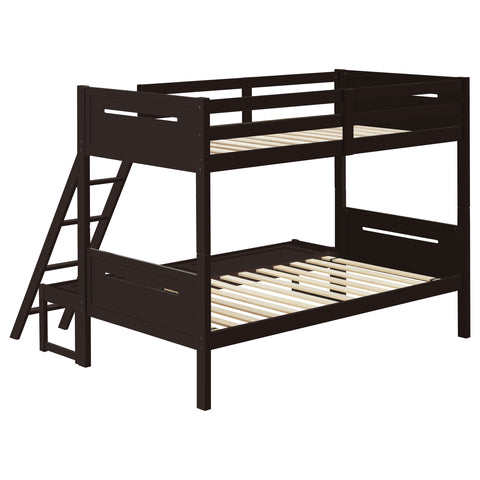 Carvell Wood Twin Over Full Bunk Bed EspressoEspresso