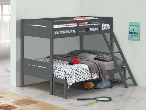 Carvell Wood Twin Over Full Bunk Bed GreyGrey